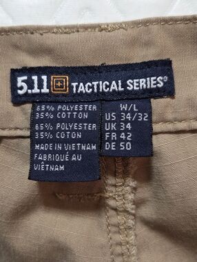 5.11 Tactical Original Design Cargo Pants, Model 74251 34x32, Coyote Brown